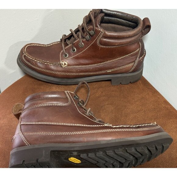 CABELAS MENS SIZE 8W VIBRAM BROWN MID TOP BOOTS LACE UP CASUAL WORK Y2K HUNTING - Picture 6 of 9